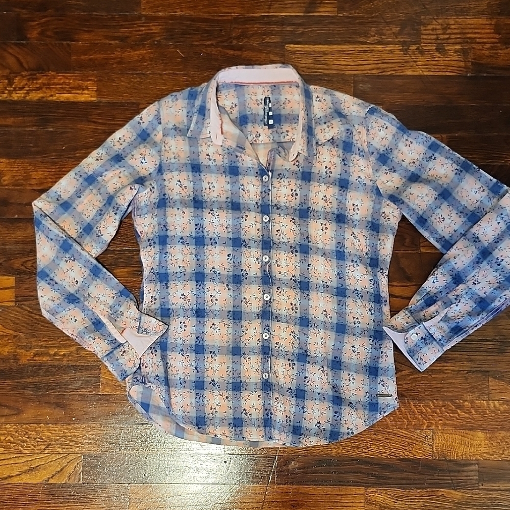SOLD! SOLD! SOLD! Mademoiselle Saint James Blue and Pink Checkered Shirt